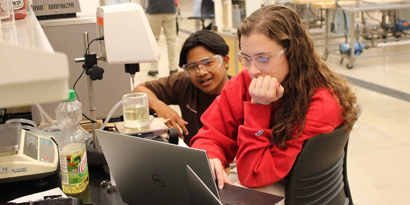 Students collaborate on a project